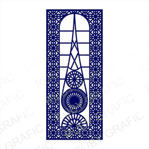 درب سنتی گره چینی - شیشه رنگی - سی ان سی و لیزر - تصویر محصول